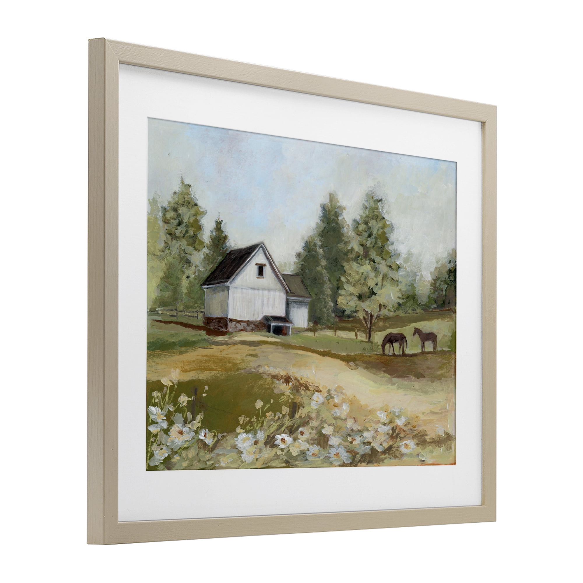Stupell Industries Barn Field Landscape Birch Framed Print Under Glass, design by Susan Winget