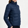thumbnail image 4 of Smsaxvxz Women's Puffer Jacket Casual Quilted Packable Lightweight Zip Up Coats Long Sleeve Windproof Winter Warm Outerwear Navy S, 4 of 6