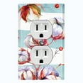 thumbnail image 2 of Metal Light Switch Plate Cover Cotton Flower Teal Stripes FLW021, 2 of 15