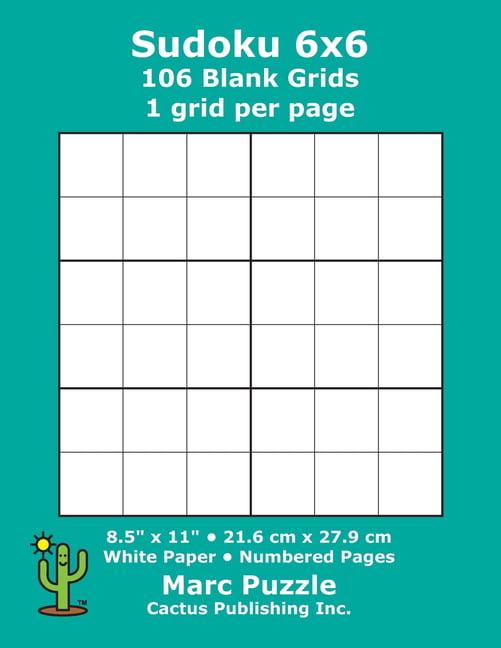 sudoku 6x6 106 blank grids 1 grid per page 85 x 11