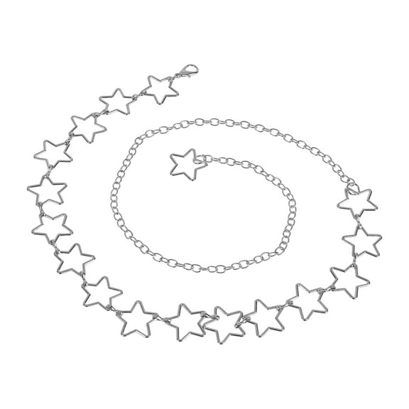 Unique Bargains 1 Pc Adjustable Waist Belt Delicate Star Adjustable Waist Cord Women Silver Tone