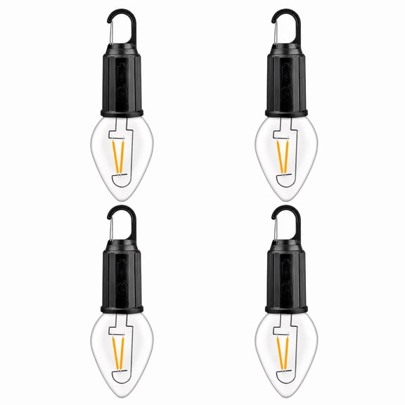 Beloadence 4-Pack Hooked Camping Light, Rechargeable T03 Cone LED Tent Lantern, Type-C USB, Warm Light, Long Battery Life Portable Hanging Lamp for Outdoor, Hiking, and Emergency Gear