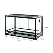 REPTI ZOO Tempered Glass 40 Gallon, Front Opening Reptile Terrarium 30 x 18 x 18 for Reptile