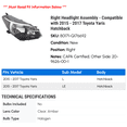 thumbnail image 2 of Right Headlight Assembly - Compatible with 2015 - 2017 Toyota Yaris Hatchback 2016, 2 of 2