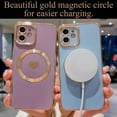 thumbnail image 4 of for iPhone 12 Case Compatible with MagSafe, Luxury Love Heart Soft Phone Case, Full Camera Lens Protection Magnetic Case for iPhone 12 for Women Girls (6.1") - Light Blue, 4 of 10