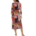 thumbnail image 5 of Peignoir pour Femmes Léger à Manches 3/4, Robe de Chambre Kimono à Col en V, Longue Tenue de Nuit, 5 of 5