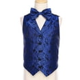 thumbnail image 3 of SiiRoh Kids Boys Gentlemen Bow Tie Vest Banquet Birthday Party Sleeveless Classic Jacquard Waistcoat Blue 6, 3 of 7