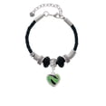thumbnail image 2 of Delight Jewelry Silvertone Lime Green Zebra Print Heart Middle Sister Celtic Knot Leather Bead Bracelet, 7"+2" Extender, 2 of 4
