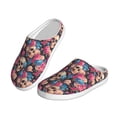 thumbnail image 2 of Fotbe Skull Blue Flower Pattern Women's Fuzzy Curly Fur Memory Foam Loafer Slippers Indoor Outdoor Slippers Winter Home Shoes-35/36, 2 of 7