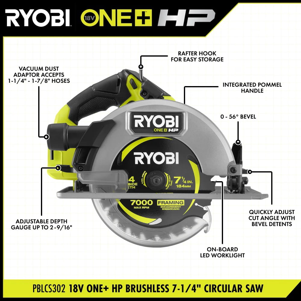 ONE+ HP 18V Brushless Cordless 7-1/4 in. Circular Saw (Tool Only)