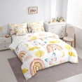 thumbnail image 3 of Homewish Watercolor Rainbow Child Bedding Comforter Set 7-Piece, Gold Cloud Sun Moon King Bedding Sets, Kawaii Cartoon Butterfly Reversible Bed Sheets, Breathable Home Decor, 3 of 7