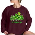thumbnail image 2 of Qiopertar Mode Femmes Saint-Patrick Décontracté Manches Longues Col Rond Imprimé Chandail en Molleton Dames Hauts Blouse Offres de la Semaine Liquidation Moins de 5$ jusqu'à 90 % de Réduction, 2 of 5