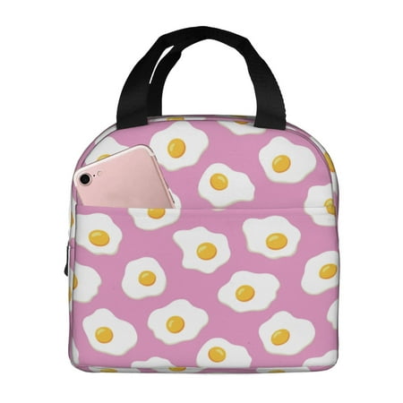 Insulated Lunch Bag for Women Men - Cute Fried Egg Pink Leakproof Cooler Lunch Box for Women Men  Lunch Tote Bags for Work School Picnic Travel