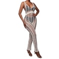 thumbnail image 4 of Txlixc Suéter de playa de mono femenino suéter de playa transparente hueco sólido cuello V sin mangas mono largo bañador bikini Txlixc  moda, 4 of 7