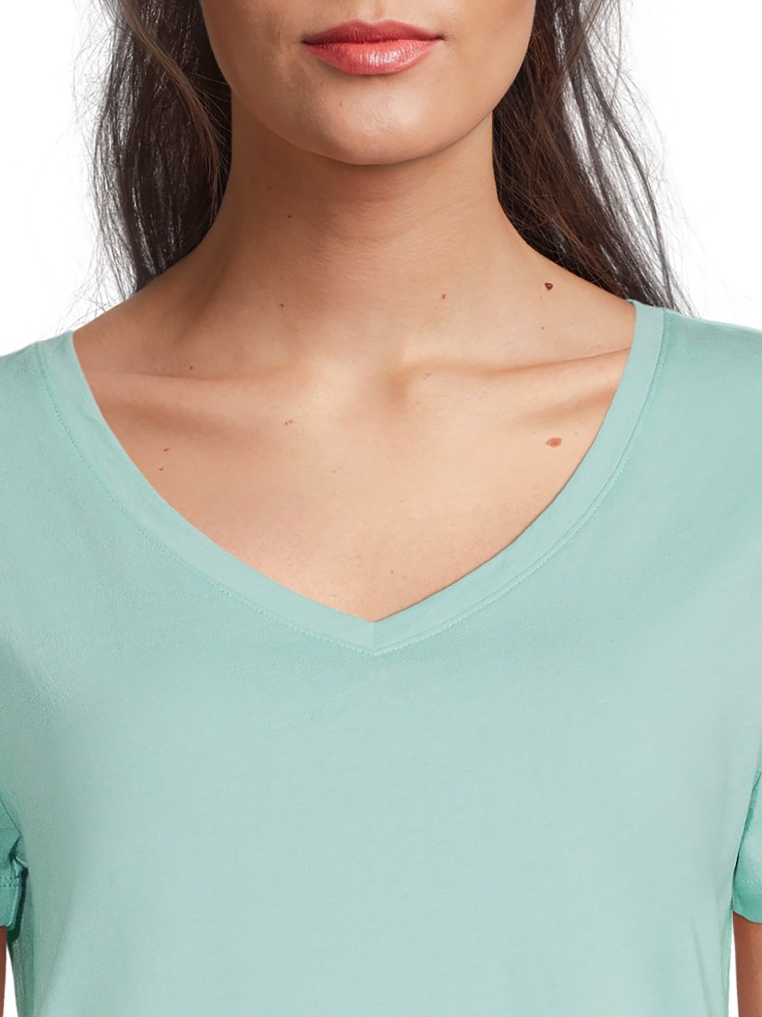 Time and Tru Women's Cotton V-Neck T-Shirt