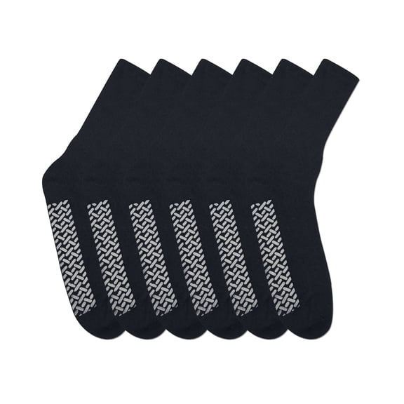 Noble Health Care Diabetic Non Skid Hospital Slipper Socks 6 Pack (10-13, Black)