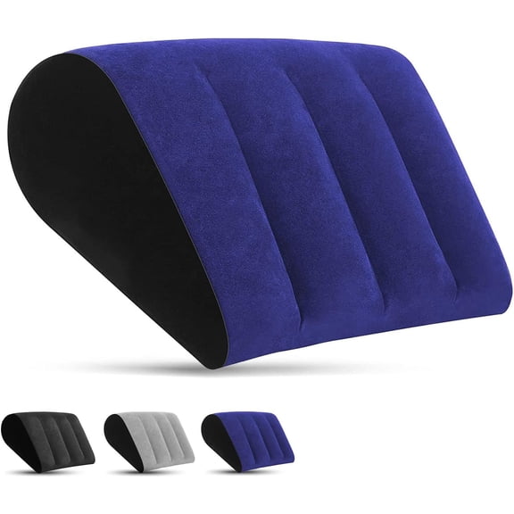 Portable Wedge Pillow Inflatable Cushion - Body Positioners Lightweight Wedge Pillow for Sleeping, Leg Elevation, Use in Bed, Travel, Camping, Fast Inflating Deflation (Blue)
