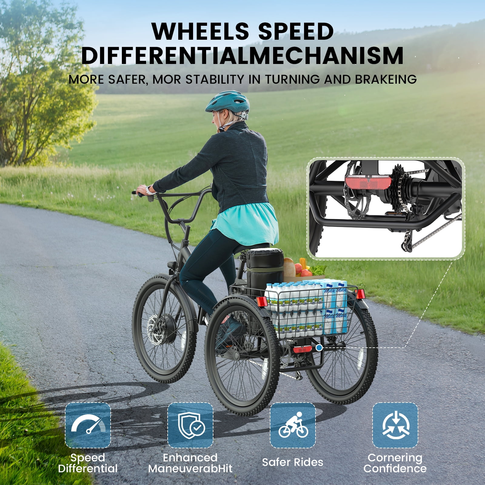 ANCHEER Electric Tricycle for Adults,24" Folding Electric Trike,3 Wheels Electric Bicycle Bikes,350W Step-Thru Etrike with 48V/499Wh Removable Battery,15.5MPH & 55Miles Electric Bike UL2849