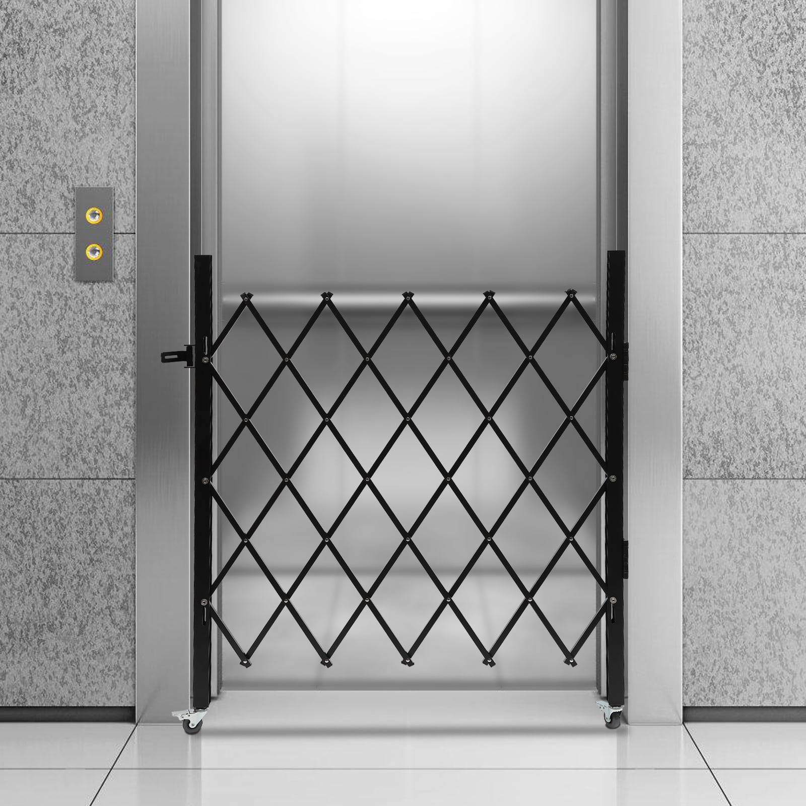 Single Folding Security Gate, 48" H x 37" W Folding Door Gate, Iron Accordion Security Gate, Flexible Expanding Security Gate, Rolling Barricade Gate, Scissor Gate or Door with Padlock