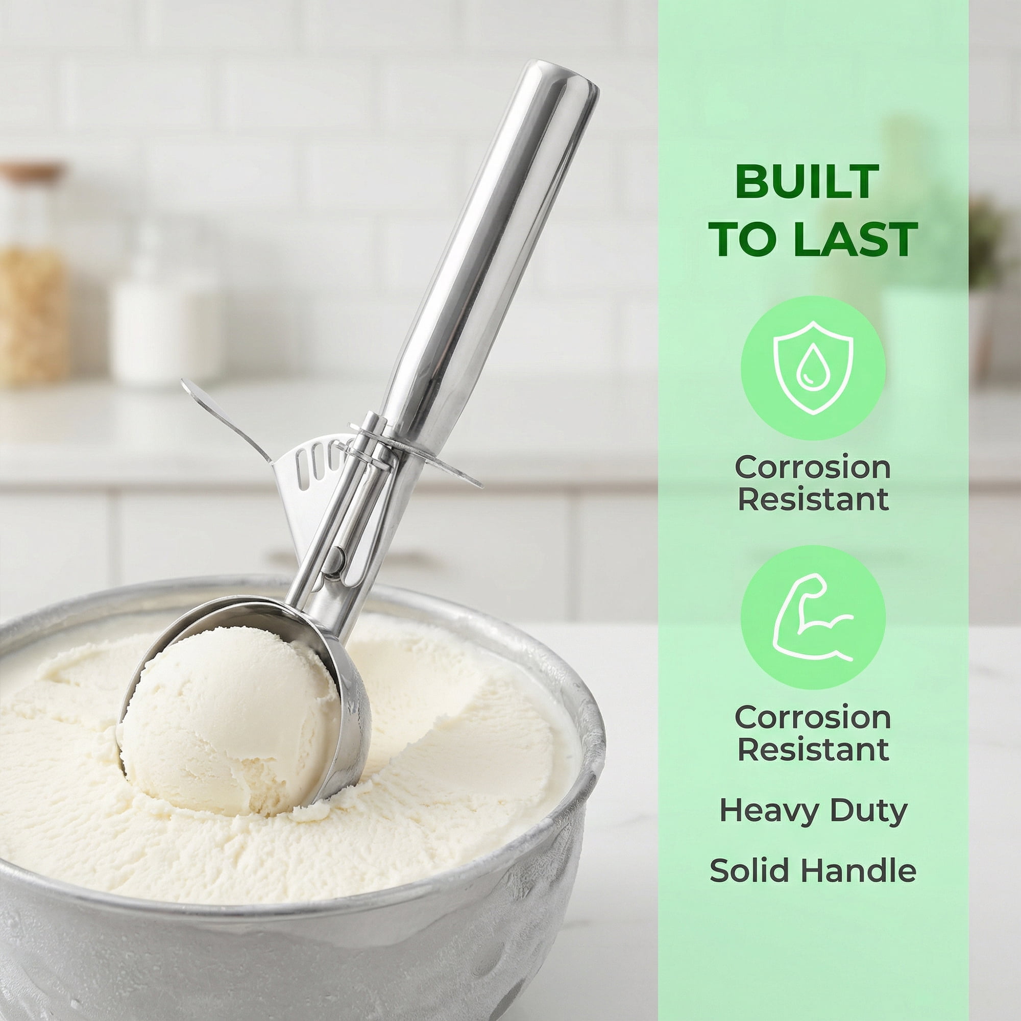 Unique Bargains Stainless Steel Comfortable Ice Cream Scoop Silver-1Pcs 8.7*2.5inch