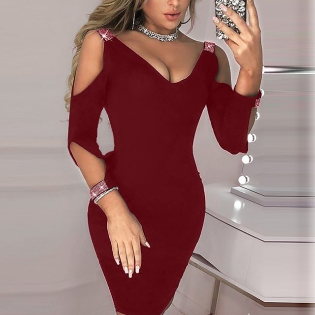 Weiqiqre Robes pour Femmes Grande Taille Vente Éclair Robe Mini de Cocktail Aguichant à Col en V pour Femmes Bretelles Fête Crayon Robes Courtes
