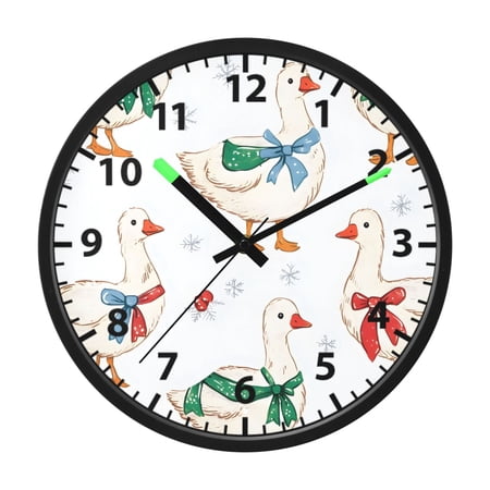 Duck Ribbon Pattern Wall Clock 12 Inch Voice Activated Night Light Silent Non Ticking