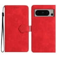 thumbnail image 1 of SaniMore Case for Google Pixel 8 Pro 6.7" 2023, [Card Slots + Cash Pocket + Removeable Wrist Strap] PU Leather Embossed Flower Flip Kickstand 360° All-around Protective Wallet Shell, Red, 1 of 9