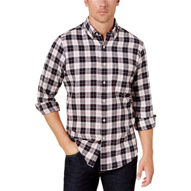 Camisa de franela a cuadros para hombre Club Room negra pequeña