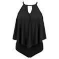thumbnail image 3 of IDALL Tankini Swimsuits Bathing Suit Women Two Pieces Bathing Suit Top Ruffled With High Waisted Bottom Tankini Set Swim Suits for Women 2024 Womens Swimsuits Black 2XL, 3 of 9
