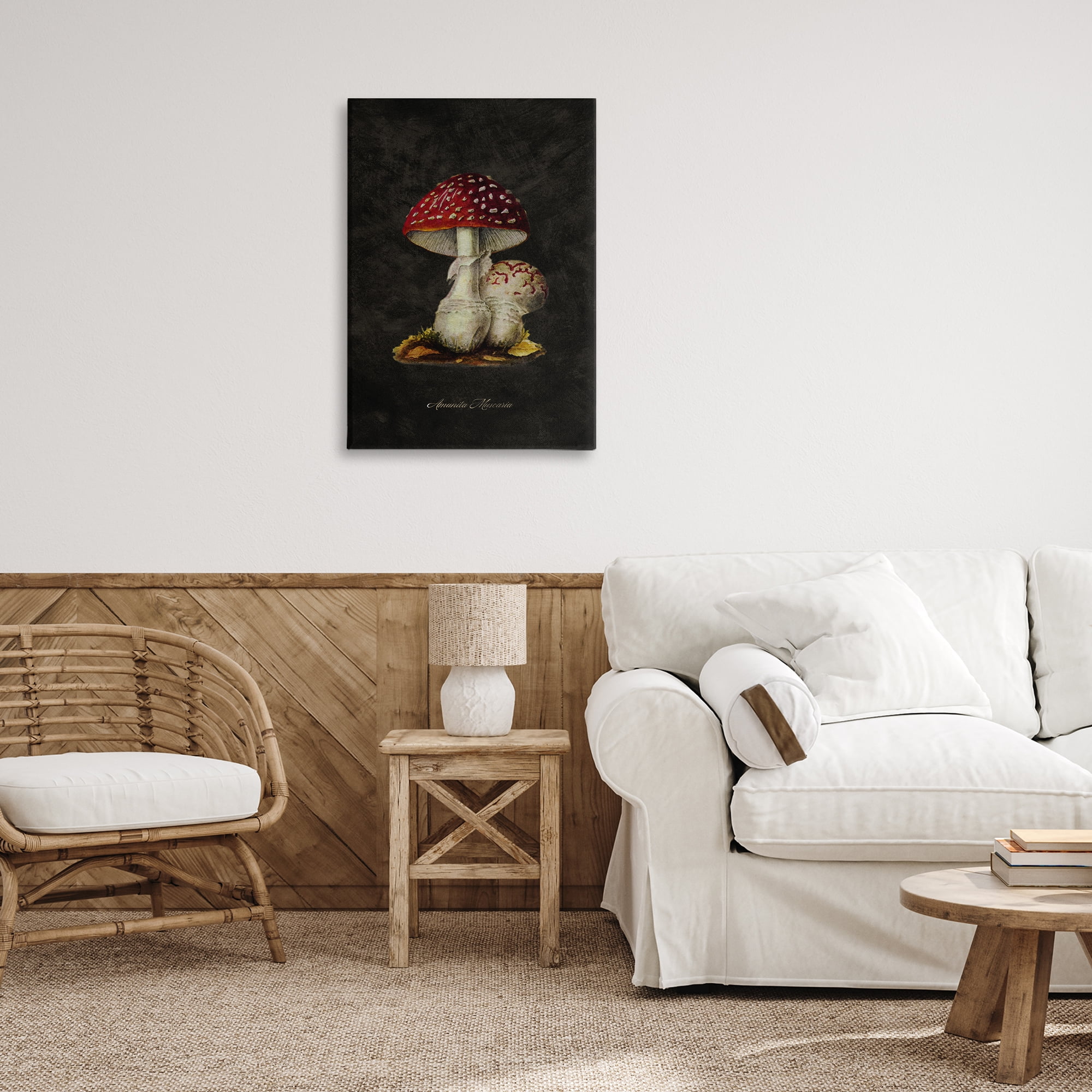 Stupell Industries Rustic Mushroom Pair Plants & Flowers Painting Wrapped Canvas Art Print Wall Art, 20 x 30