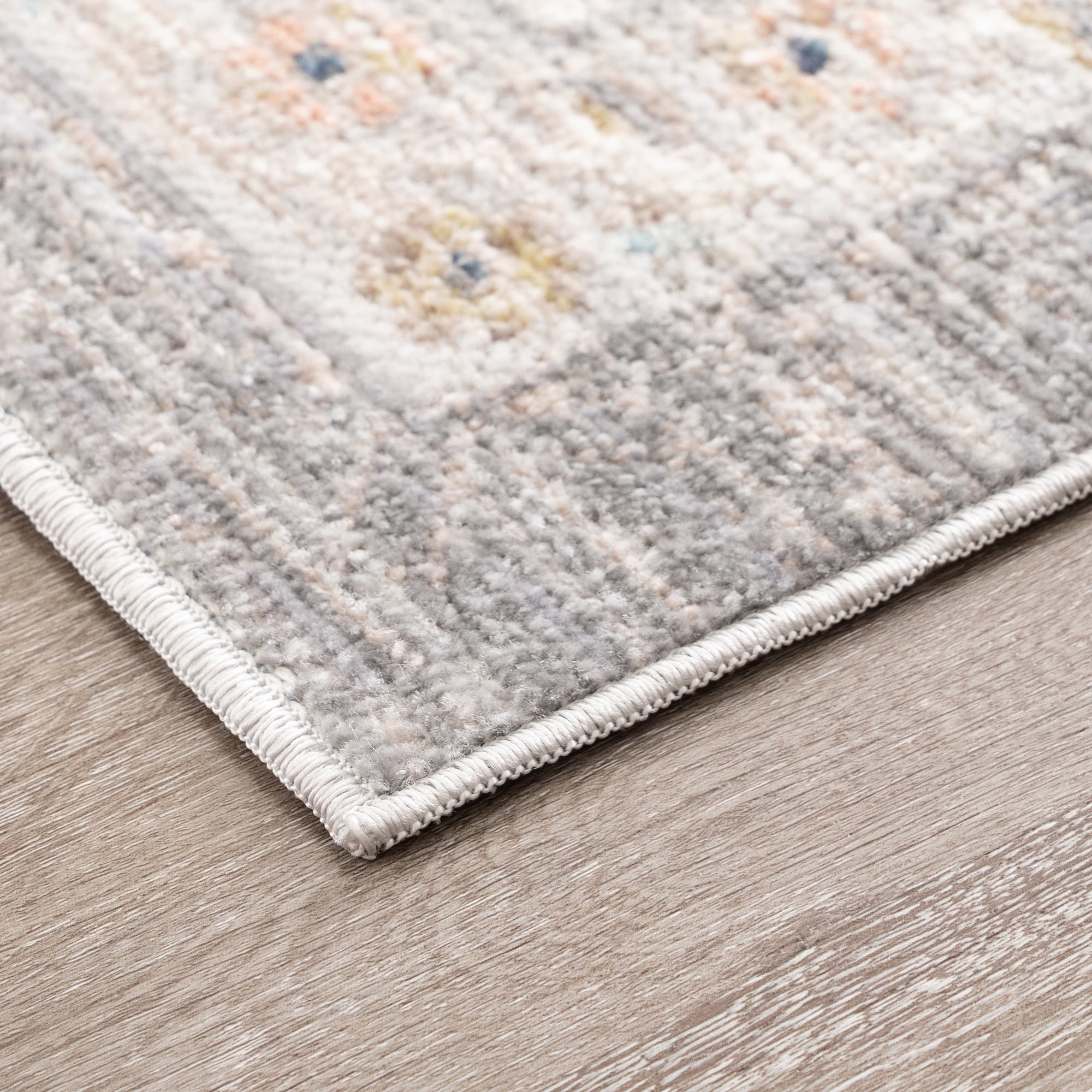Crestwood Traditional Oriental 2x8 Gray and Aqua Polyester Indoor Runner Rug, 2'3'' x 7'7''