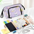 thumbnail image 5 of Nylon Fish Mouth Pencil Case with Large Capacity Zipper Pencil Pouch Pastel Purple Easter Bunnies Pencil Bag Organizers, 5 of 7
