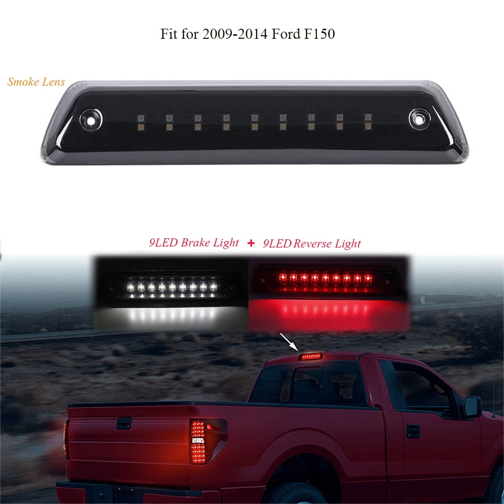 18 LED Third Brake Reverse Lights Center High Mount Lamp Smoked Tail Light 3rd Brake Light Compatible with 2009-2014 Ford F150 