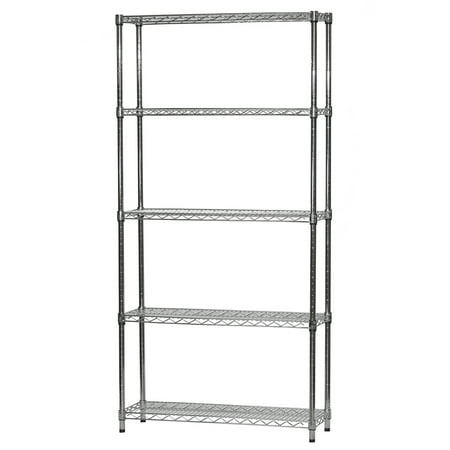 

Chrome Wire Shelving with 5 Shelves - 12 d x 36 w x 54 h (SC123654-5)