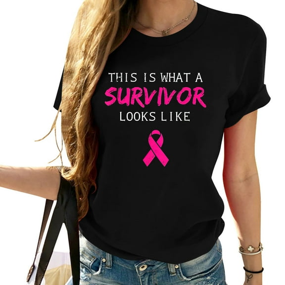 Cancer Survivor Women Gift Idea Breast Cancer Awareness T Shirt Black 2X-Large