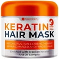 thumbnail image 1 of Mascarilla capilar de queratina - Tratamiento acondicionador profundo hidratante sin sulfatos para puntas secas, dañadas y abiertas - Humedad para cabello rizado y encrespado - Para mujeres y hombres, 1 of 5