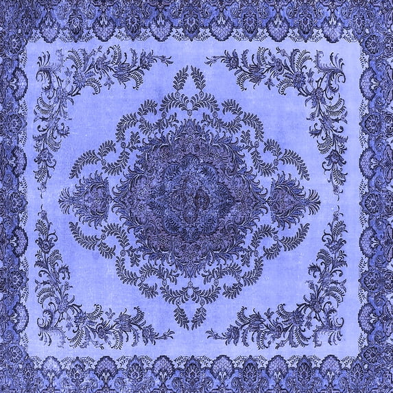 Ahgly Company Indoor Square Oriental Blue Industrial Area Rugs, 3' Square