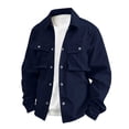 thumbnail image 4 of DPTALR Men's Fashion Solid Color Long Sleeve Lapel Multi-Pocket Casual Workwear Jacket,Navy, L, 4 of 6