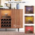 thumbnail image 5 of ROGALIS 55" Wine Bar Cabinet with LED Light,Modern Liquor Whiskey Coffee Station with Wine Rack and Glass Holder, Farmhouse Large Buffet Sideboard for Dining Room, Living Room, Kitchen,  Walnut, 5 of 9