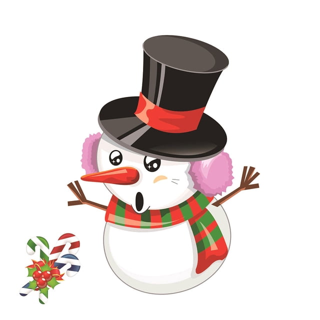 Xingzhi Christmas Static Sticker Fridge Window PVC Decal Home Office Shop Self-adhesive Decoration, Snowman