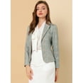 thumbnail image 4 of Chaqueta Tipo Blazer Informal Con Solapa De Muesca Y Manga Larga Para Mujer Cuadros grises S, 4 of 6