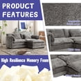 thumbnail image 2 of MOONMISS Chenille Upholstered Removable Armrests High Density Sponge Filling Oversized Double Sofa with Ottoman-Gray, 2 of 6