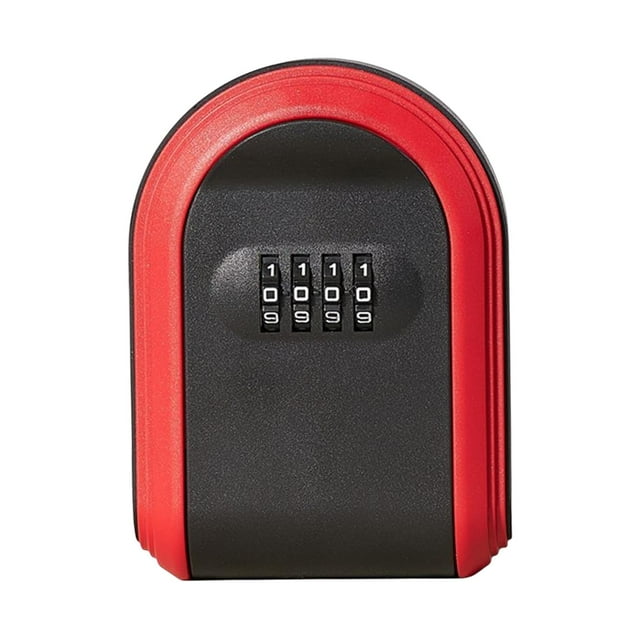 Caja de seguridad para llaves, caja de almacenamiento de llaves, caja de seguridad con combinación de 4 dígitos, montada en la pared para casa Rojo