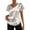 White, variant on Side Drawstring Ruched Glossy Satin Top V Neck Flutter Short Sleeve Slim Curved Hem Elegant for Women Spring Summer Office Party Wear S-XXL