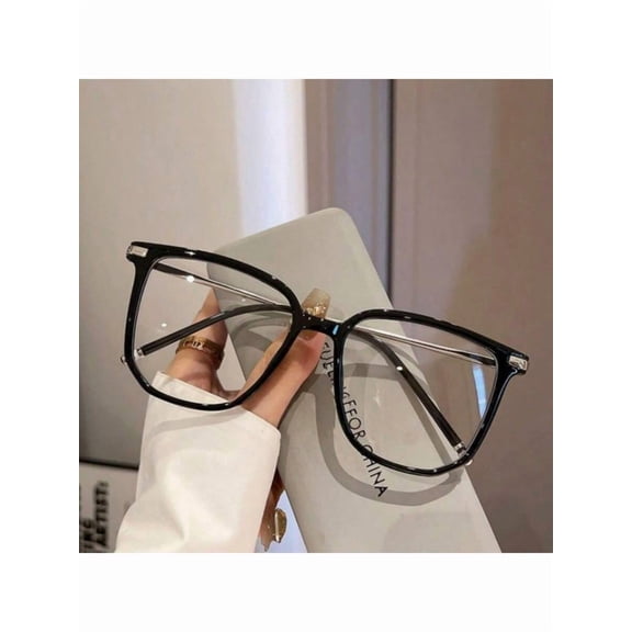 Oversized Blue Light Blocking Glasses for Women & Men, Anti UV Glare, Anti Eyestrain, Computer Gaming Glasses, Lightweight Square Cat Eye Frame, Clear Lens