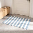thumbnail image 4 of Outdoor Front Door Mat 20"X16", Light Blue and White Washable Striped Layered Doormat | Cotton Woven Indoor/Outdoor Small Area Rug, 1pc, 4 of 7