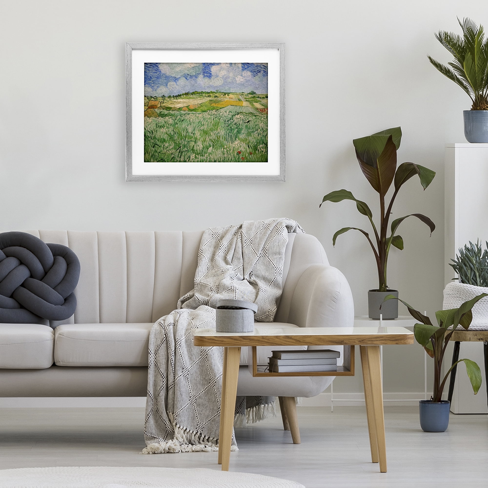 Stupell Industries Plain Near Auvers Painting Gray Framed Print Under Glass, design by Vincent Van Gogh