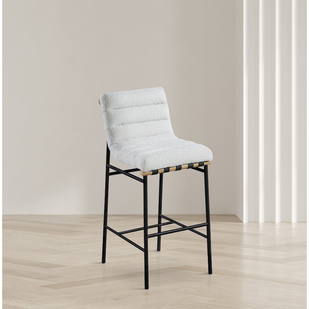 Meridian Furniture Burke Boucle Fabric Bar Stool, Cream