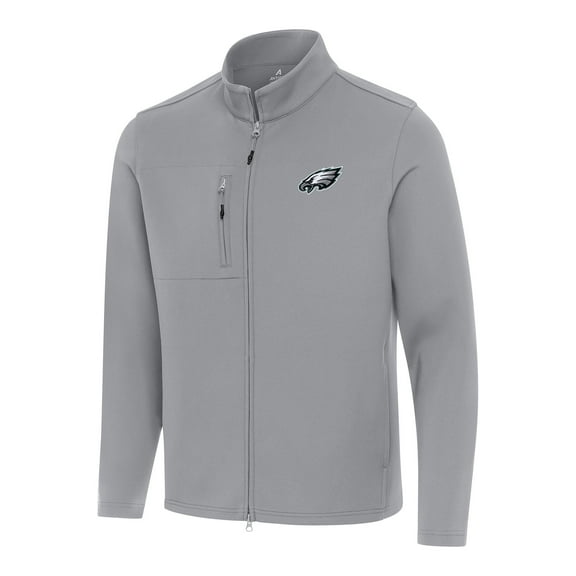 Men's Antigua Gray Philadelphia Eagles Objection Full-Zip Jacket