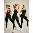thumbnail image 2 of Top-kevin Women's Criss Cross Backless Sports Jumpsuit, Summer Clothes, Sporty Scoop Neck Backless Tank Jumpsuit, Ladies Sportswear for Indoor Outdoor Wear, 2 of 9